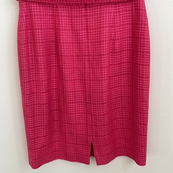 Kay Unger Hot Pink tweed shift dress cap sleeve with belt 10 - Picture 7 of 8